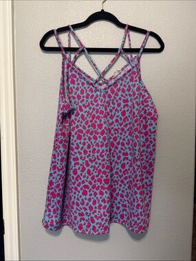 BiBi Pink & Blue Leopard Print Strappy Cami Tank